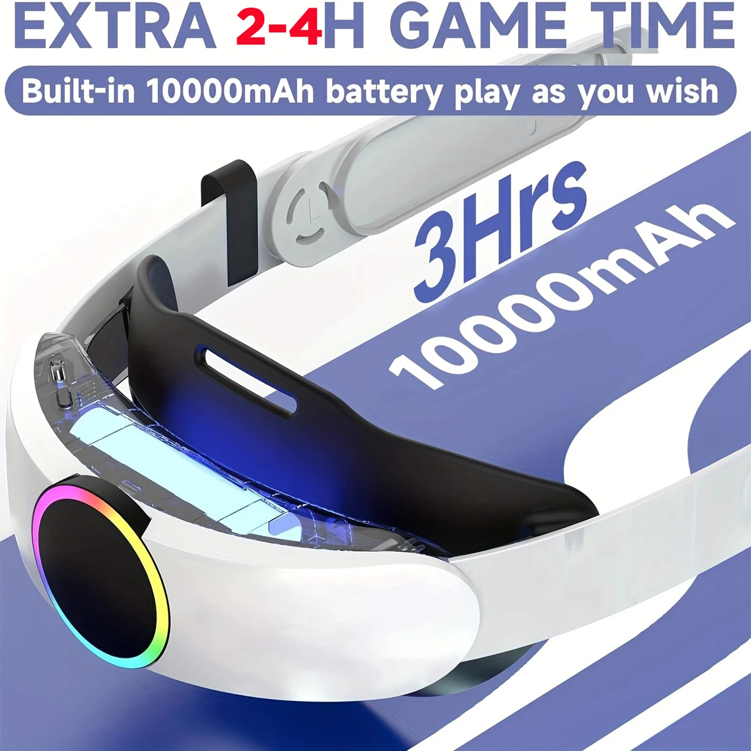 Battery Head Strap 10000mAh For Meta Quest 3 Elite Strap Replacement 18W Fast Charging Extend VR Playtime For Quest3 Accessories