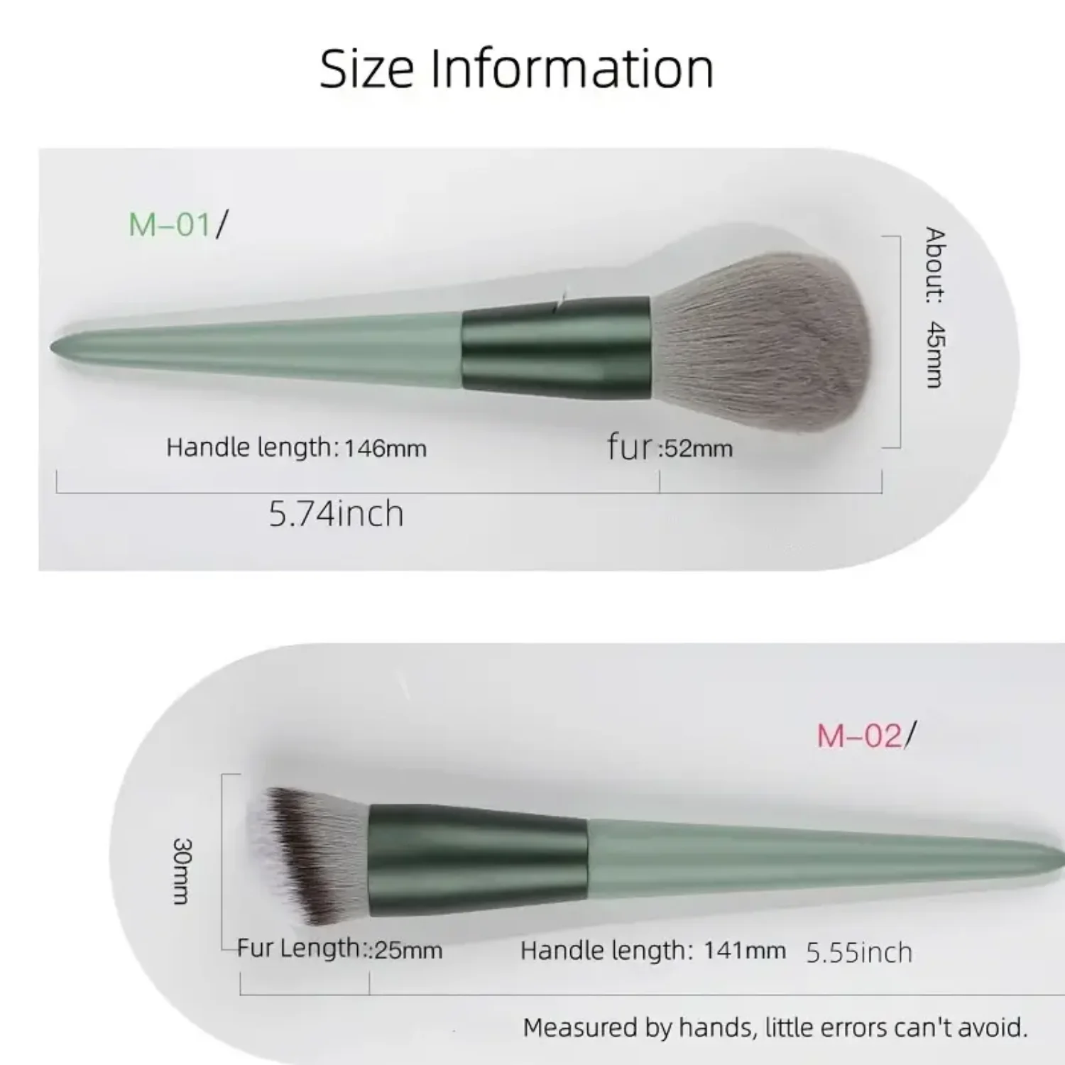 13pcs Green Makeup Brush Set, Portable Soft Brush Kit for Powder, Foundation, Blusher, Eye Shadow - Cosmetic Tools Set with Clot