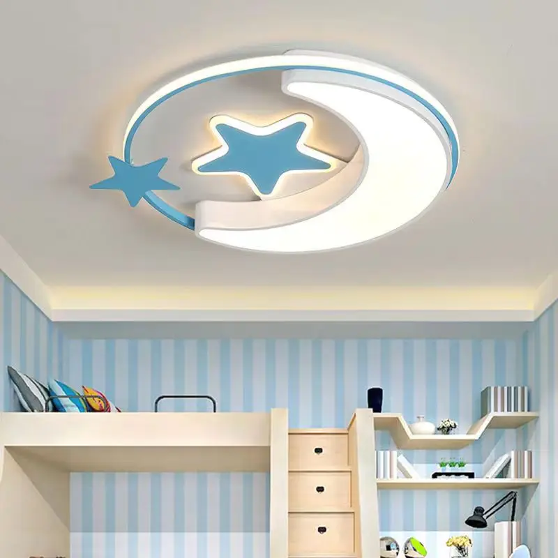 Imagem -05 - Lua e Estrela Led Luz de Teto Luminária para Quarto de Criança Quarto do Bebê Lâmpada da Menina Iluminação do Quarto das Crianças