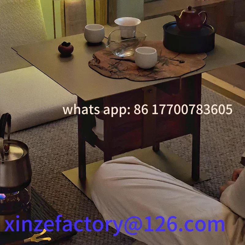 

Customizable Mesa de centro plegable de madera maciza apilada, nueva mesa de té china, ventanal
