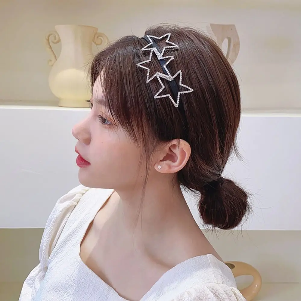 

Delicate Diamond Star Headband Hollow Pentagram Y2K Pentagram Hairband Thin Korean Style Star Hair Hoop Lady