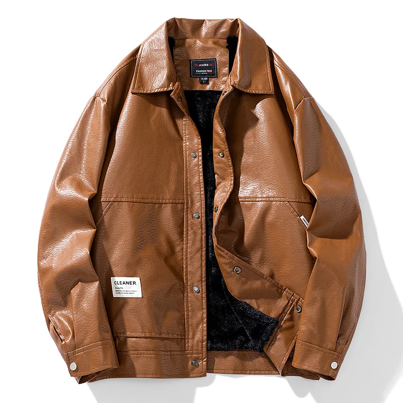 

Autumn Winter Men Leather Jacket Outdoor Windproof Warm Thicken Male Coats Clothing Fashion Casual PU Leather Streetwear for Men