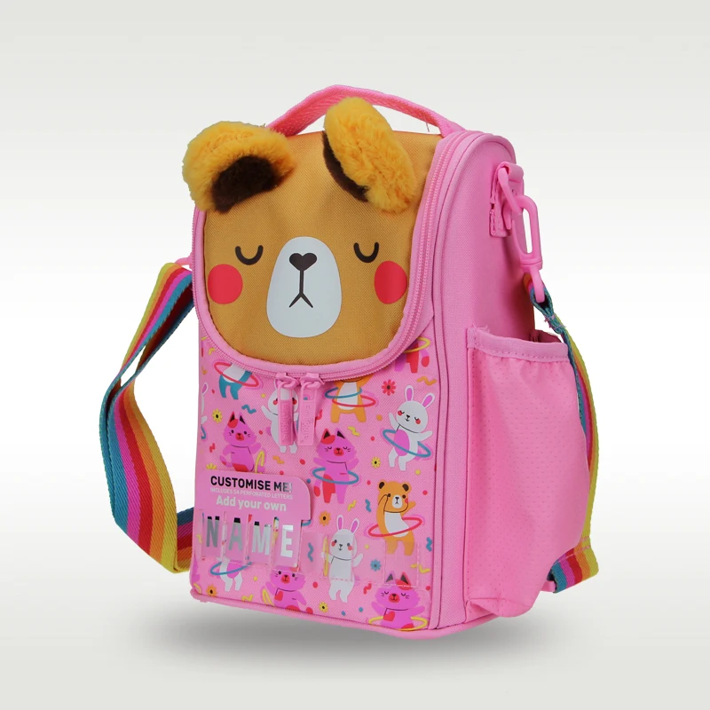 Australia Smiggle Original Children\'s Lunch Bag Girl Shoulder Bags Messenger Bag Pink Bear Lunch Box Fruit Lunch Box 9 Inches