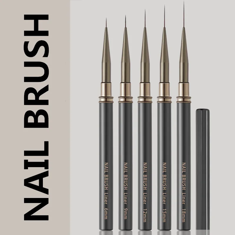 พู่กันเพ้นท์ลายเส้น ขนาด 6/9/12/15/18 มม. ด้ามจับสีดำ สำหรับงานศิลปะ วาดเส้น ลายเส้น ดอกไม้  ใช้กับเจลยูวีได้