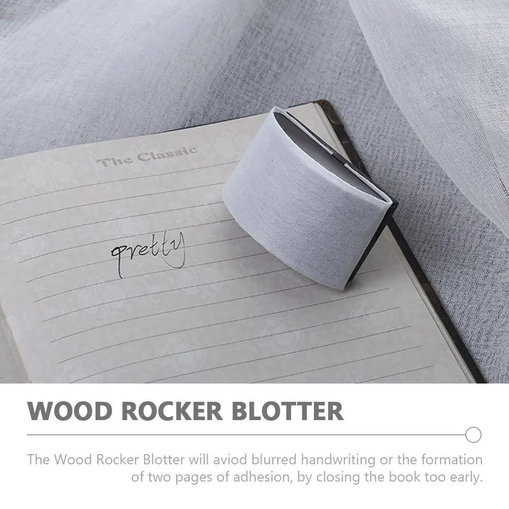 2Pcs Portable Wood Rocker Blotter Arc Absorbent Stamp for Writing Calligraphy Desk Ink Blotter Creative Stationery