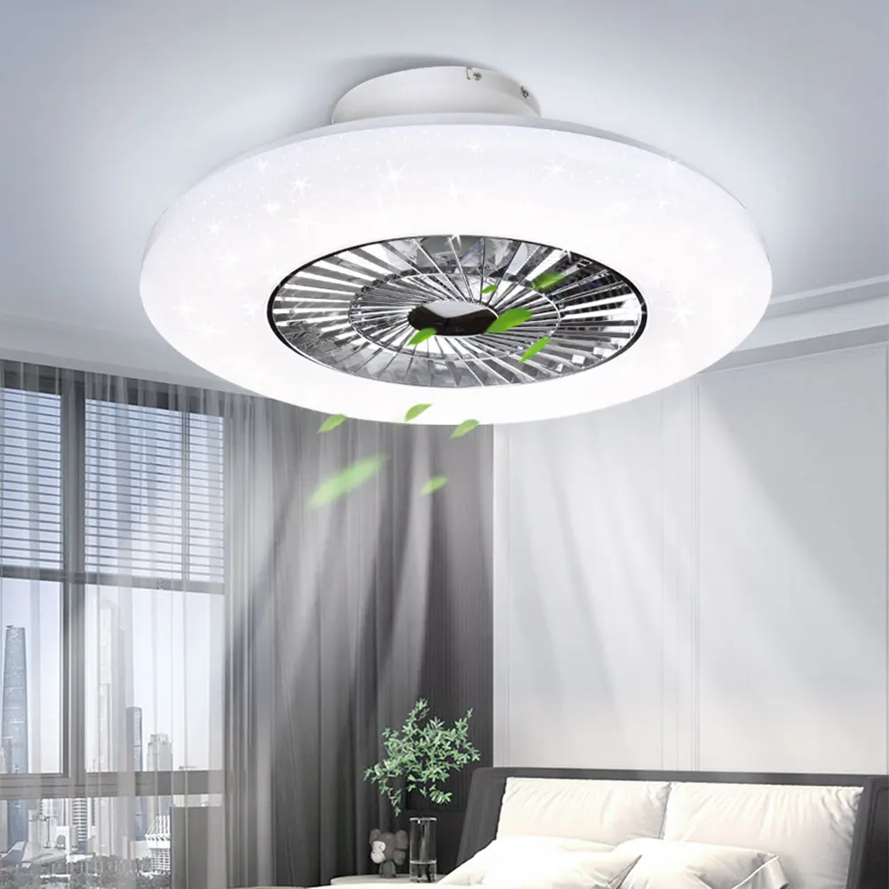 Depuley 50cm 30W 59cm 40W 7-blade Modern Ceiling Fan with LED Lights Dimmable Remote Control 3-speed for Bedroom Living Room