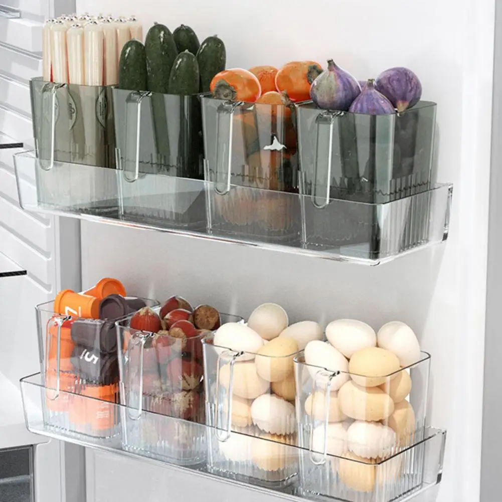 

Refrigerator Storage Boxes with Handle Reusable Transparent Refrigerator Side Door Vegetable Fruit Spice Case Kitchen Organizer