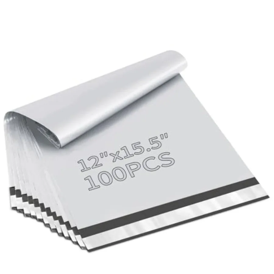 

Poly Mailer 12x15.5 Inch 100 Pack, Shipping Bags for Business, Strong Adhesive Self-Sealing Bags, Waterproof Poly Bag for Cloth