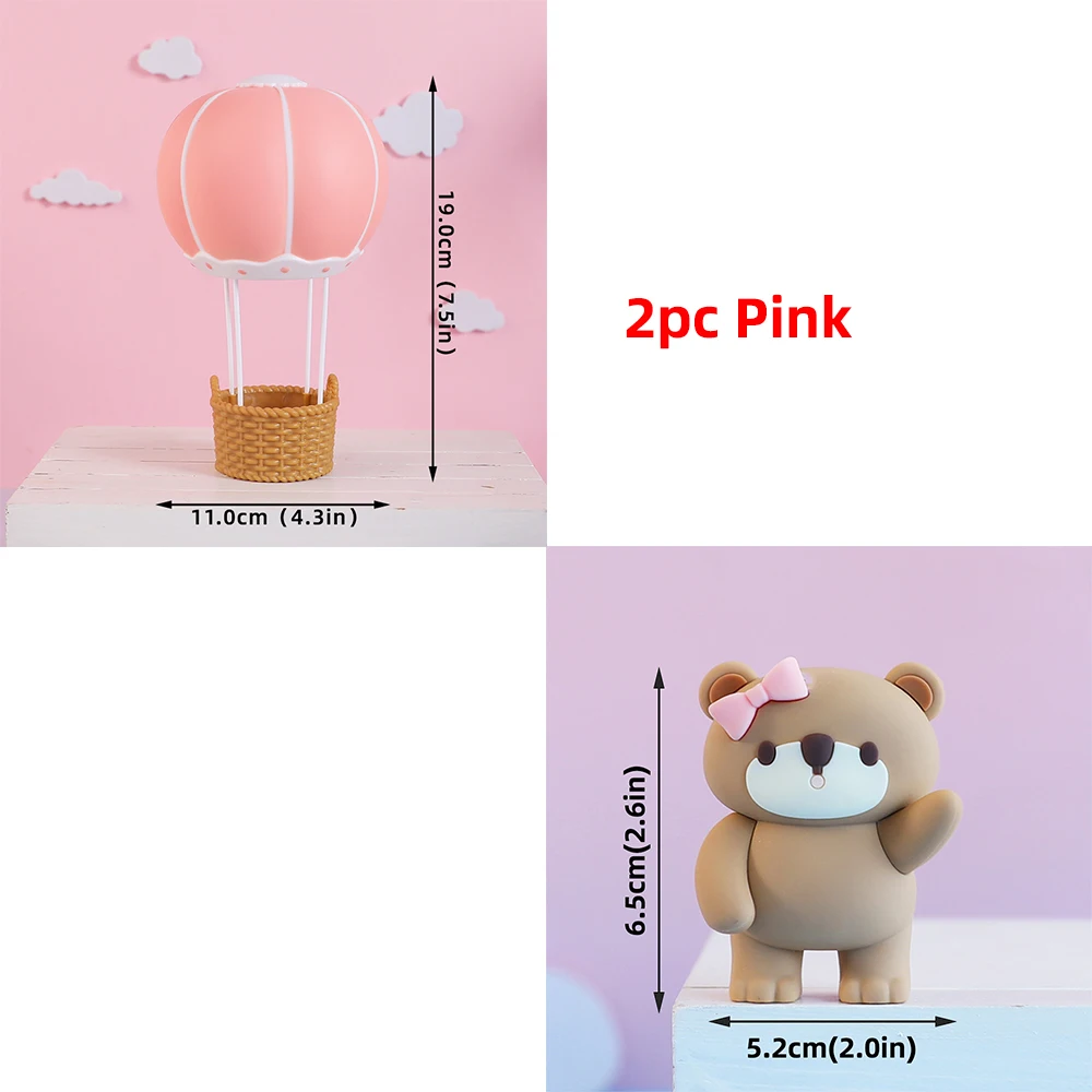 Heißluftballon-Kuchenaufsatz, rosa, blau, grüner Bär, Kuchenaufsatz für Jungen oder Mädchen, Babyparty, Kindergeburtstag, Party-Dekoration – Detail 28