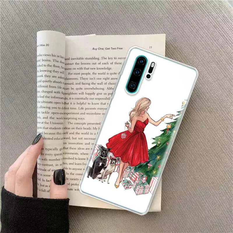 Luxury Christmas Girl Phone Case For Huawei P50 Pro P10 P20 P30 P40 Lite Cover Mate 40 30 20 10 Lite Capa Shell