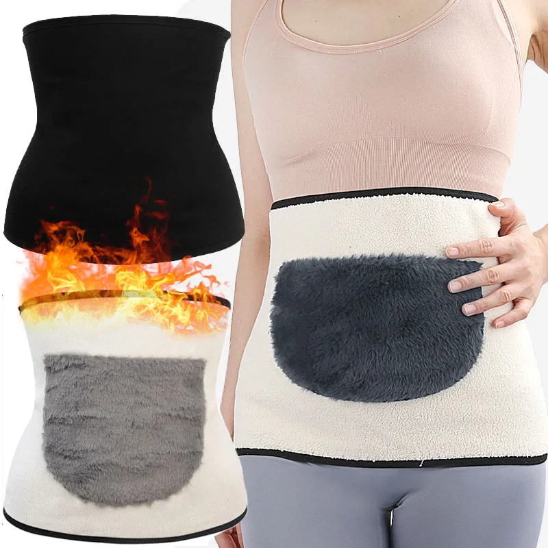

Unisex Winter Waist Warmer Plush Thicken Thermal Cashmere Support Belt Soft Keep Warmth Abdominal Protector Stomach Wrap Band