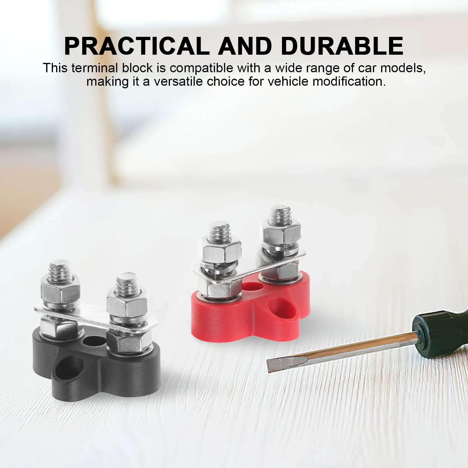 

2Pcs Power Junction Block Battery Terminal Distribution Block Stainless Steel Plastic for Automotive Marine Boating Car