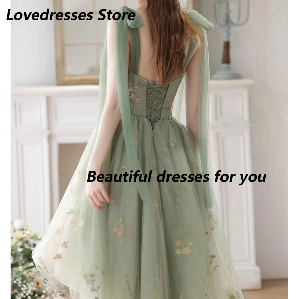 Sweet Evening Dress for Girls Floral Tie Strap Ball Gown High-Low Length Prom Dress Elegant Homecoming Party Gowns Customized
