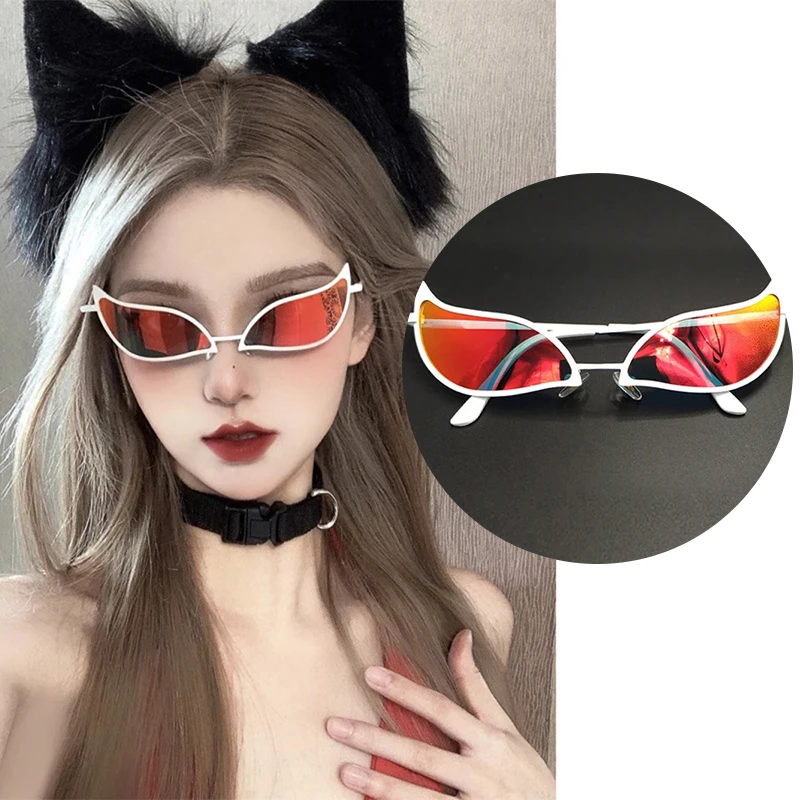 Donquixote Sunglasses Doflamingo Cosplay Glasses Anime Cat Eye PVC Sunglasses for Women Men Funny Halloween Party Props Gift