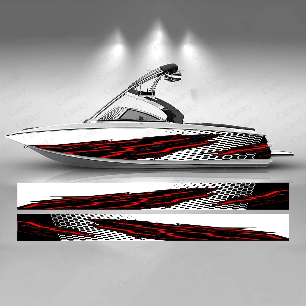 Green Gray Gradient Stripe Boat Sticker Fashion Custom Fish Boat-Sticker Vinyl Waterproof Boat Wrap Graphic Boat Wrap Decal