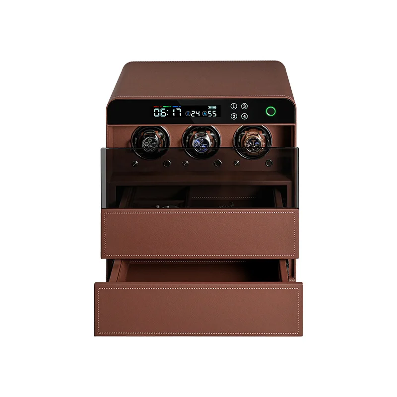 New Arrival Waterproof LED Watch Safe Winder Secure Drawer Fingerprint Lock Watch Safe With 3 Slots
