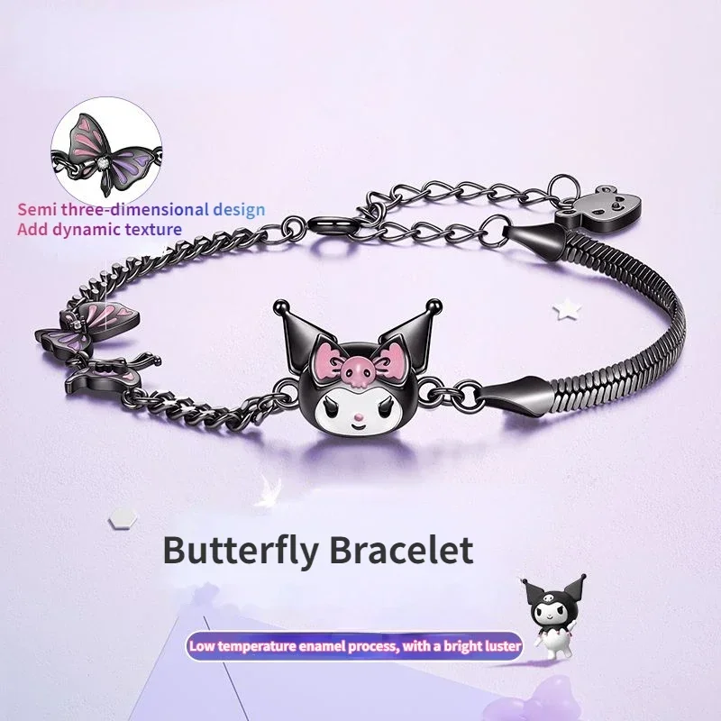 Sanrio Kuromi Butterfly Sweet Cool Splicing Bracelet Melody Cat Eye Stone Niche Design Girlfriend Accessories Girl Favorite Gift