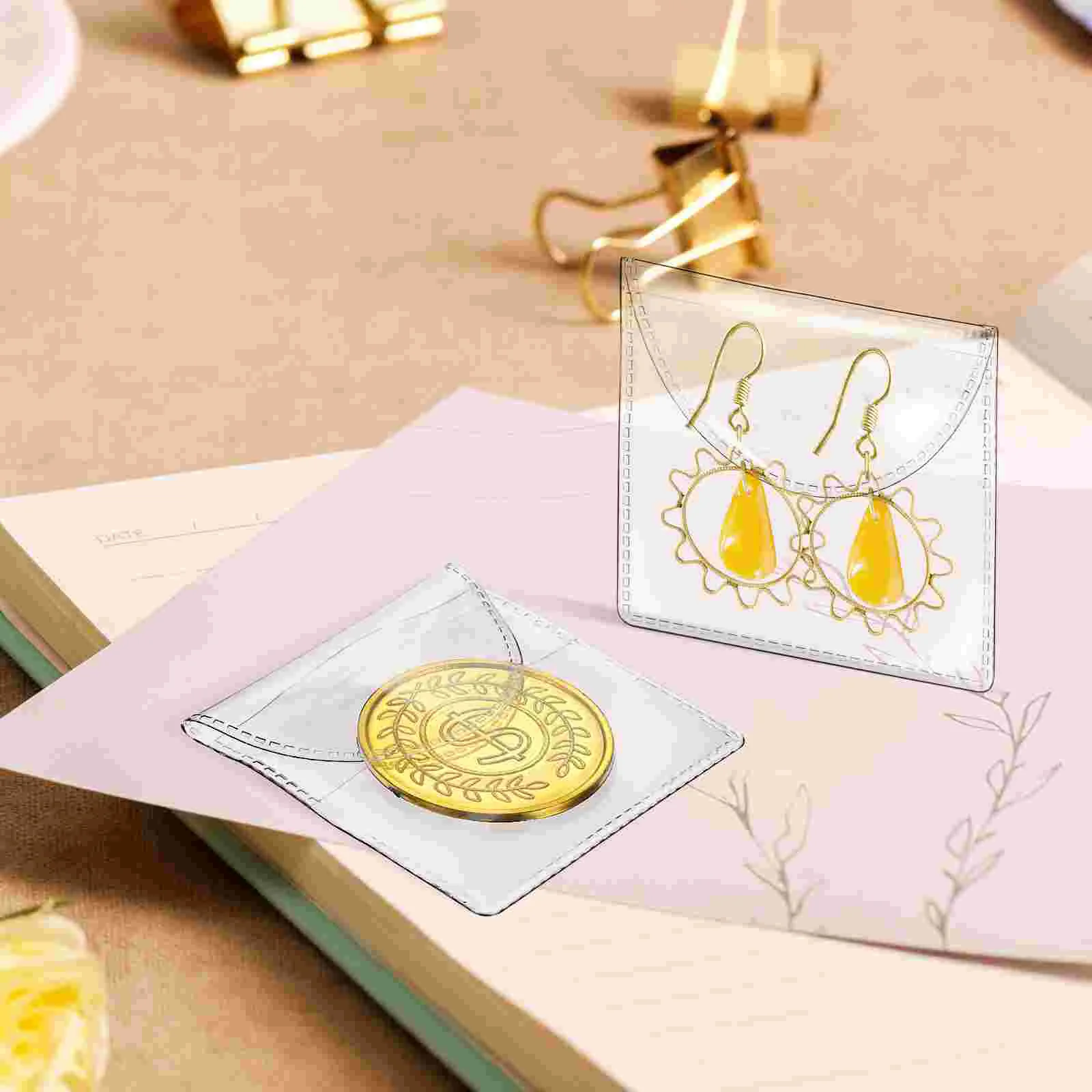 150 Pcs Commemorative Coin Collection Bag Small Jewelry Pouch Protective Coins Plastic Holders Storage Organizer Protection