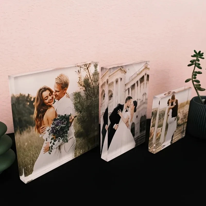 

Custom Acrylic Anniversary Photo Block - Personalized Couple/Pet Photo Frame, Waterproof Valentine Gift for Girlfriend