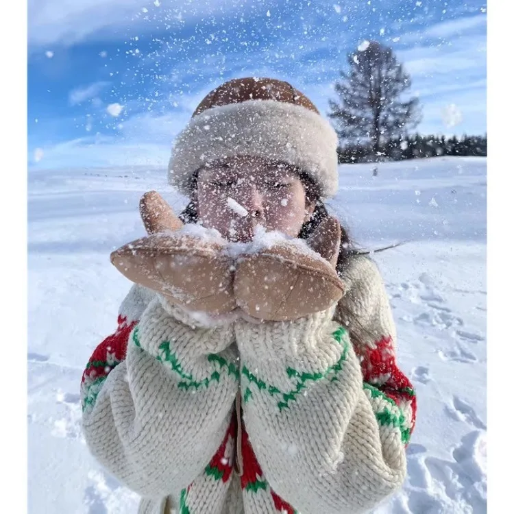 Christmas New Year Vintage Sweaters Coat Winter Thicked Warm Lazy Tops Women Y2k E-Girl Long Sleeve Knitted Cardigan