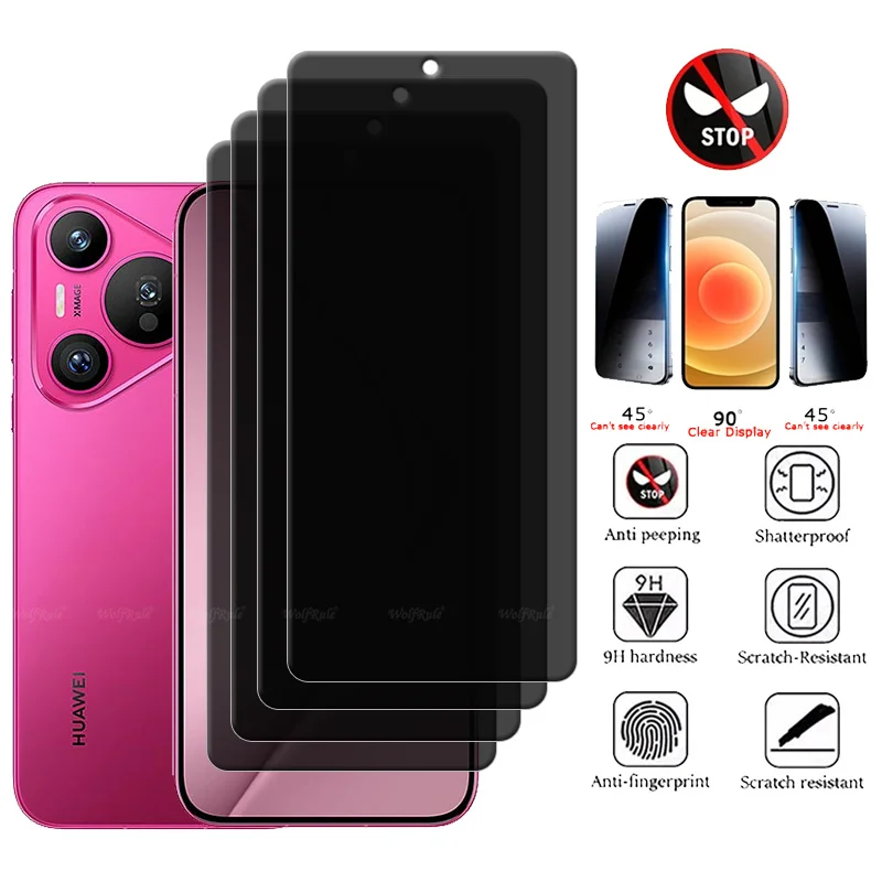 

1/2/3/4Pcs For Huawei Pura 70 Glass Huawei Pura 70 Tempered Glass Privacy Anti-Spy Cover Screen Protector Huawei Pura 70 Pura70