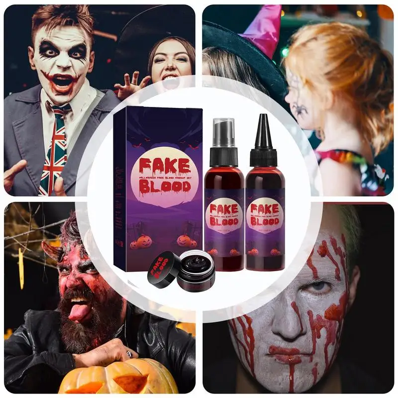 160ml Fake Blood Spray Halloween Blood Makeup Horror Vampire Hematopoietic Washable Blood Paint For Cosplay Props Decoration