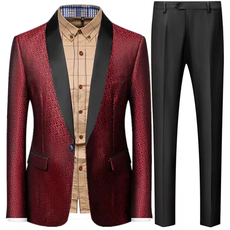 

kx489 Coat Vest Pants 3 Piece Suit Set Luxury Groom Wedding Dress Party High End Waistcoat Slim Fit Lapel Blazer Jacket Men Trou