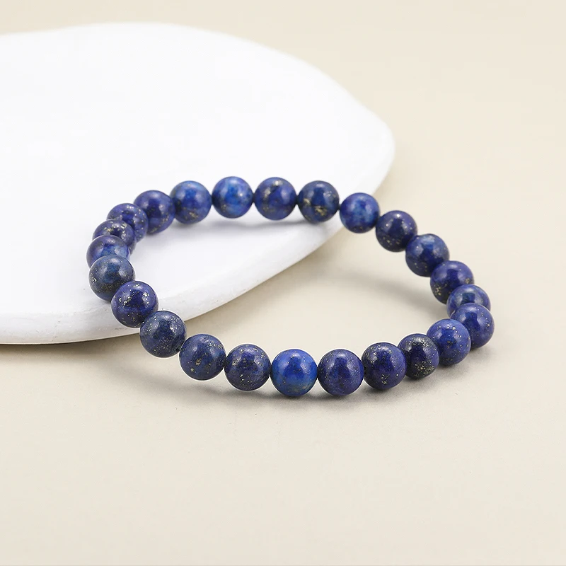 

Real 4A Natural Lapis Lazuli Stone Beads Bracelet Homme Elastic High Quality 8mm Round Bracelet Accessories