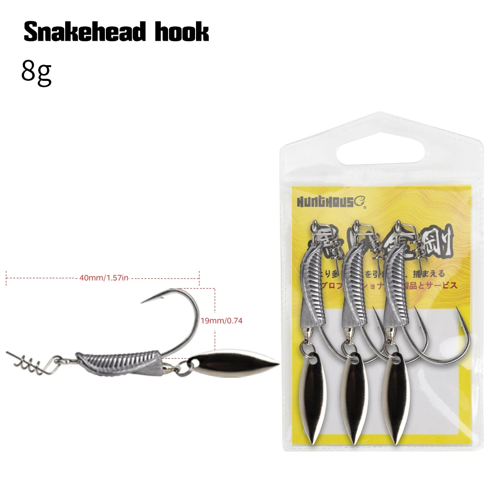 Hunthouse Angeln Schraube Schlangenkopf Haken Metall Jig Kopf 4g 6g 8g Moschus Für Weiche Köder Shad rotierenden Salzwasser Hecht Bass Fisch Tackle