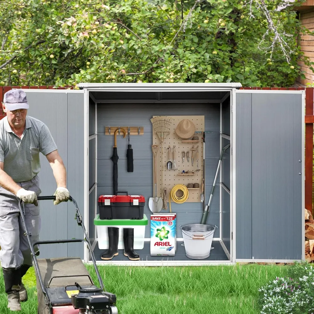 Resin Outdoor Storage Shed, Garden Tool House with Side Window and Air Vent, Strong Structure for Patio Lawn