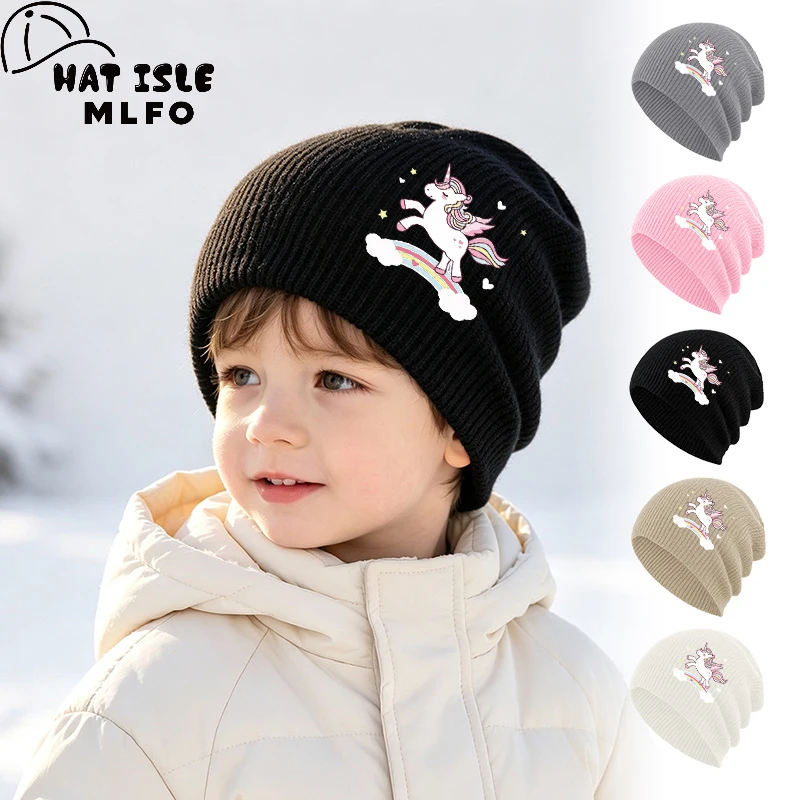 Halloween Vibe Kids Knit Beanie 1‑3Y Spooky Puppy Pumpkin Print Toddler Cold Hat Festival Party Children Headwear