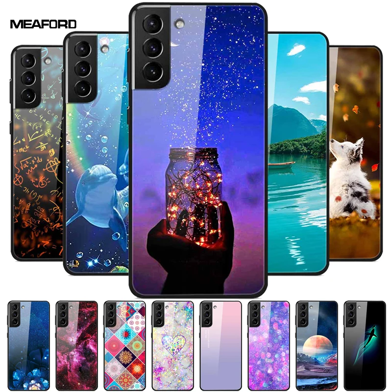 Für Samsung S22 5G Fällen S22Plus S22Ultra 5G Gehärtetem Glas Harte Rückseitige Abdeckung für Samsung Galaxy S22 Plus fall S22Ultra S22 + Abdeckung