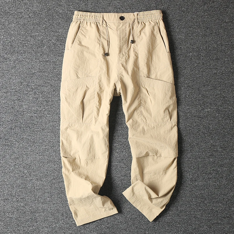 

Мужские ретро-брюки в американском стиле, свободные, прямые, повседневные, длинные, летние, для горного туризма, быстросохнущие, модные, молодежные, активные, из нейлона