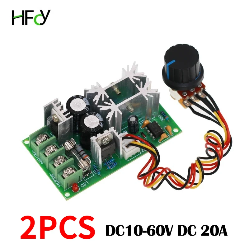 Motor Speed Controller Switch, Regulador de Tensão Atual, High Power Drive Module, PWM, 60V, 12V, 24V, 36V, 48V, DC 10-60V, 20A, PCes 2