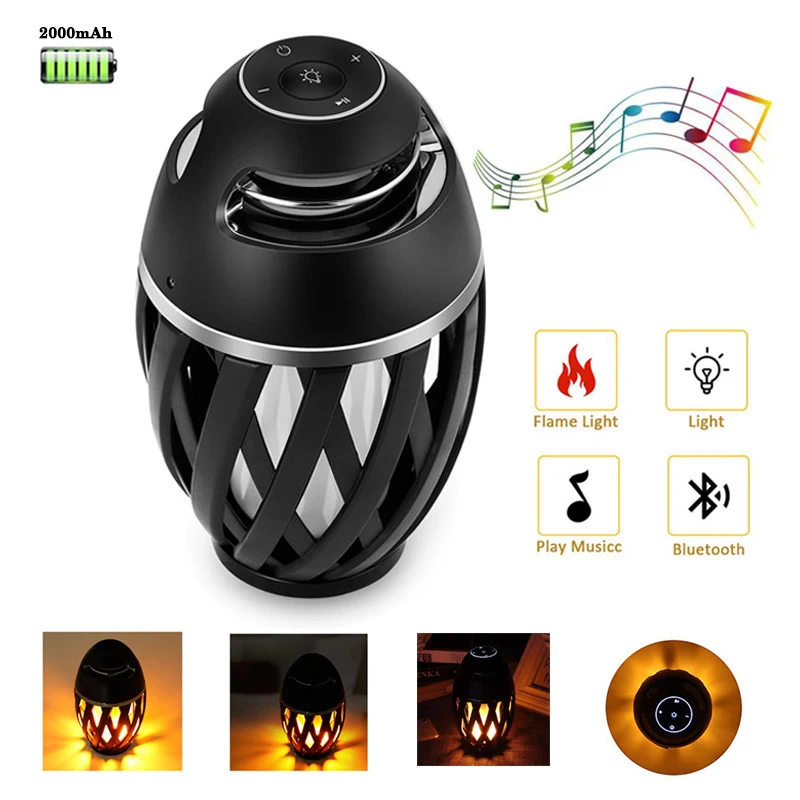 Outdoor Bluetooth Speakers Led Flame IPX5 Waterproof Torch Atmosphere Speaker Flame Lamp Decorations for Party Garden Home Patio