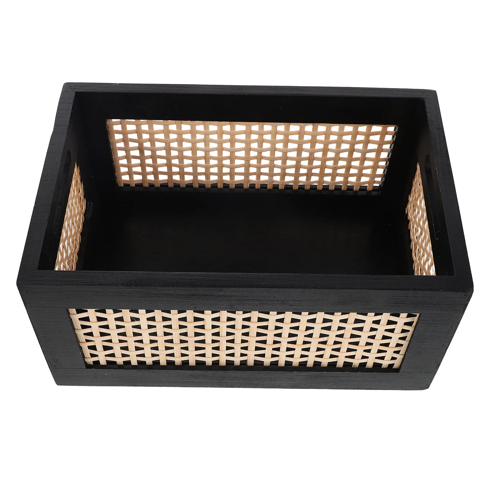 

Vintage Style Organizer Rustic Wood Baskets Rectangular Woven Multi-Purpose Storage Books Pantry Snacks Cosmetics Decorative