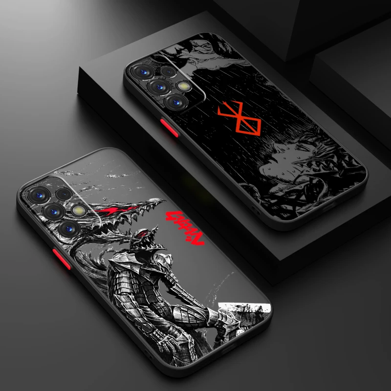 Hot Blood Anime Berserk Guts Frosted Translucent For Samsung Note 20 A35 A03 A54 A31 A22 A34 A14 A24 A04 A55 5G Cover