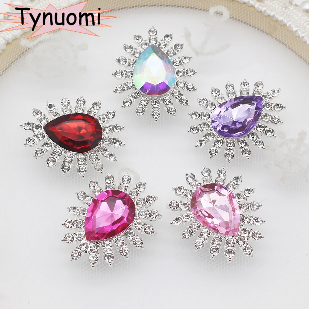 Brand New 10 Pieces 32*26mm Alloy Rhinestone DIY Buttons For Clothing Decorative Accessories Wedding Bow Jewelry