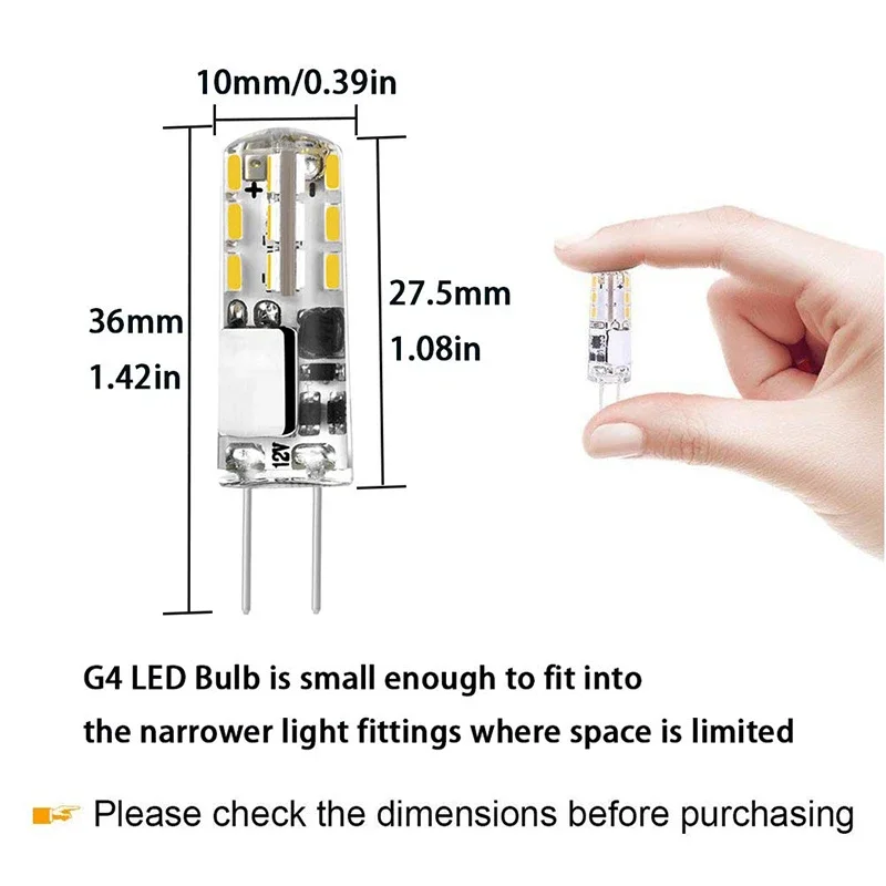 Bombilla Led Mini G4 con ángulo de haz 360, 12v, Smd3014, sin parpadeo, iluminación Led de silicona para candelabro de cristal, reemplaza lámparas