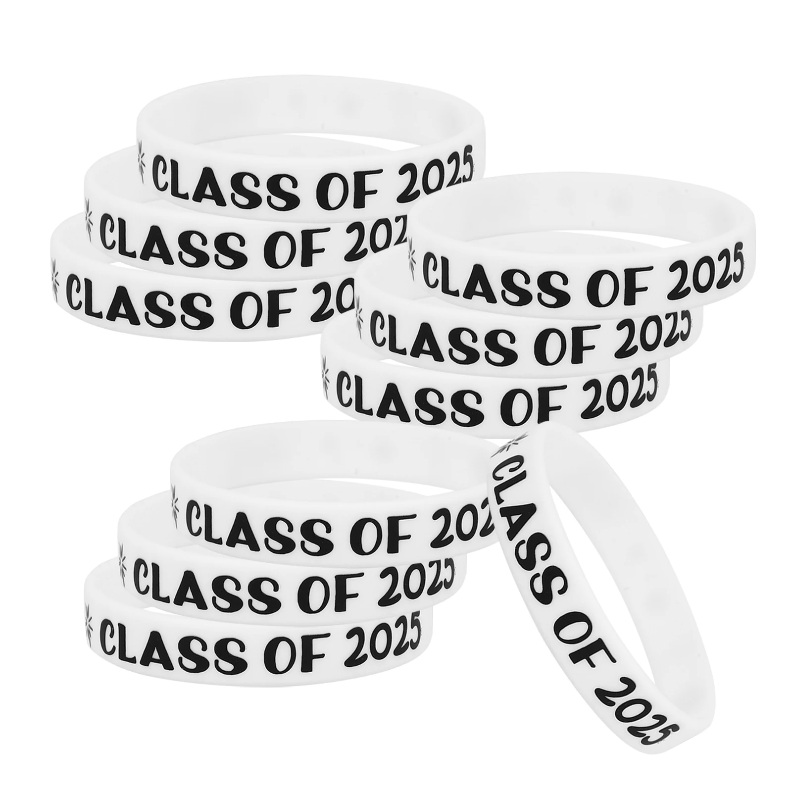 

10pcs Rubber Class Of 2025 Wristbands Silicone Wristbands Class of 2025 Stretch Bracelets Party Favors Student