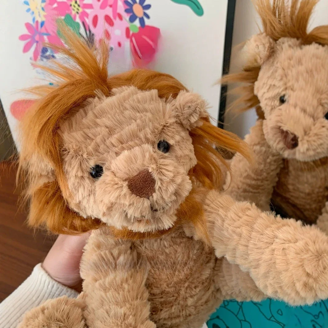 Jellycat With Tags JELLYCAT Wavy Hair Little Lion Doll Soft Cute Curly Plush Toy Fried Lion Holiday Gift Stuffed Doll Cute