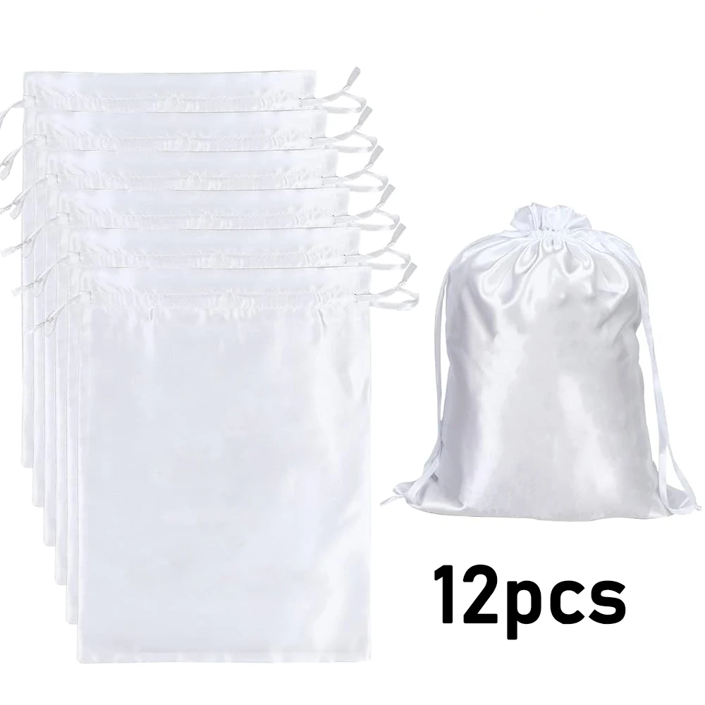 

1dozen Satin Wig Pouches for Wigs Bundles Hair Extension Supplies - Silk Bags with Drawstring - Home and Salon Use