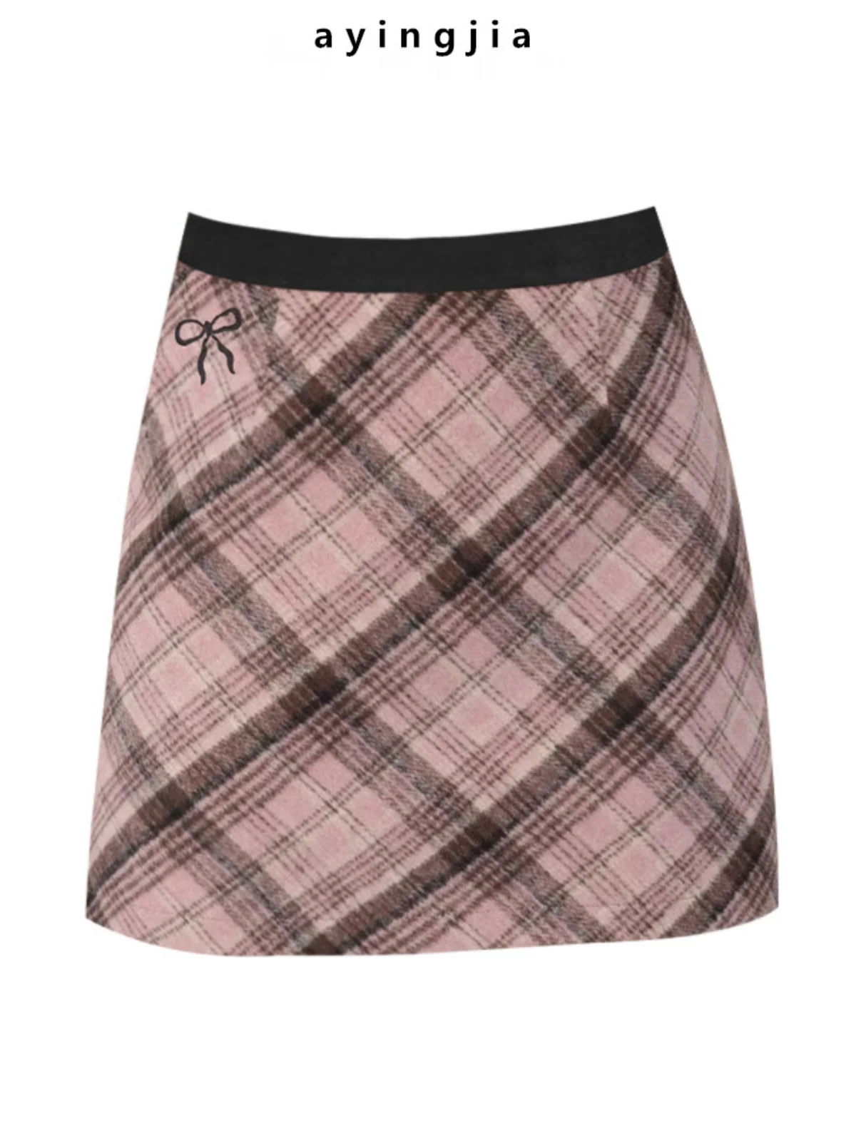 

Retro Plaid Woolen Skirt Women's Autumn Winter A-Line Slim Fit ort Skirt High Waist Versatile for All Body pes