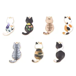 10PCs Zinc Based Alloy Cat Animal Pendants Gold Color Metal Enamel Charms DIY Necklace Bracelets Jewelry Making 3cm x 1.6cm