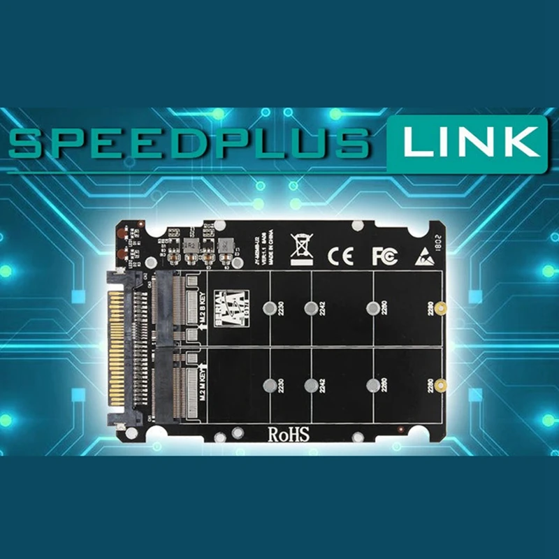 SFF-8639 NVME U.2 do NGFF M.2 M Key & B Key SSD Adapter PCIE3.0 X16 GEN3 Portable Black For 2280 2260 2242 2230 SSD