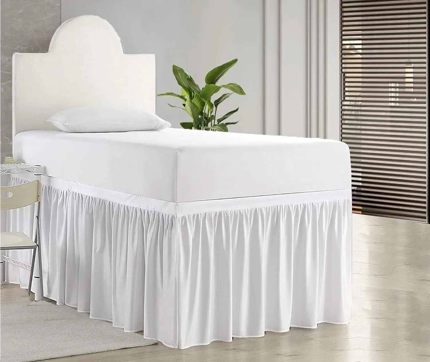

Twin XL Bed Skirt, 40-Inch Drop, Microfiber Dust Ruffle for Dorms, White