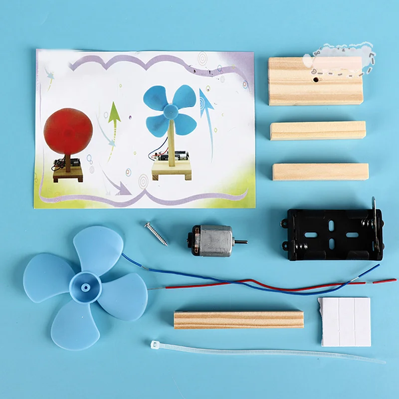 1Pc DIY Blue Electric Fan Science Experiment Model for Elementary Education