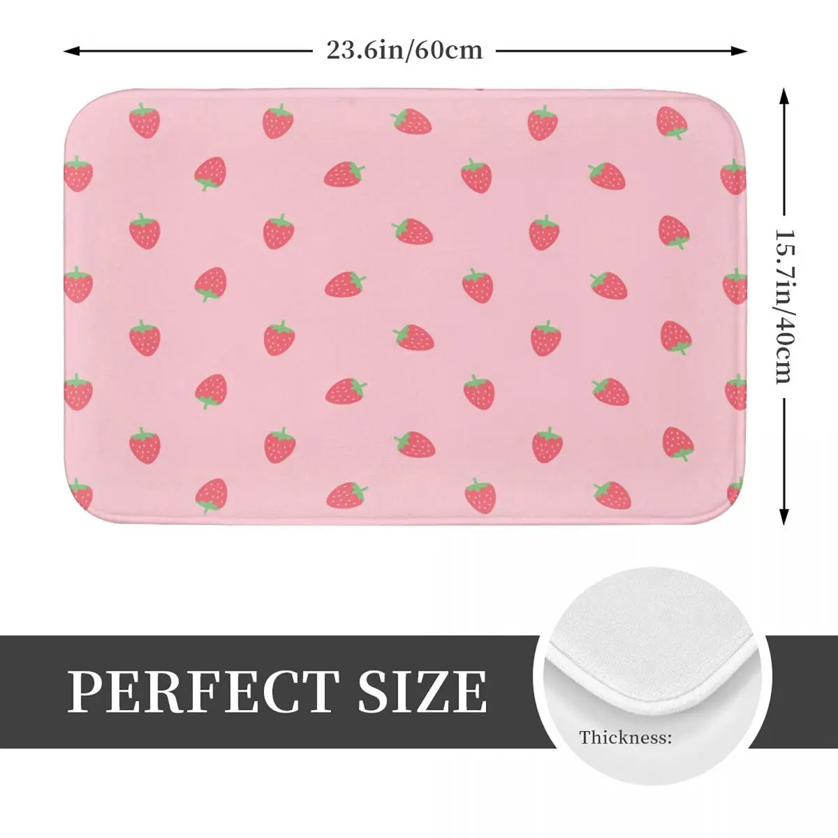 Strawberries Kawaii Cute Pastel Pink Floor Mat Kitchen Shower Door Fruit Bath Mat Quick Dry Bathroom Carpet Anti Slip Toilet Pad