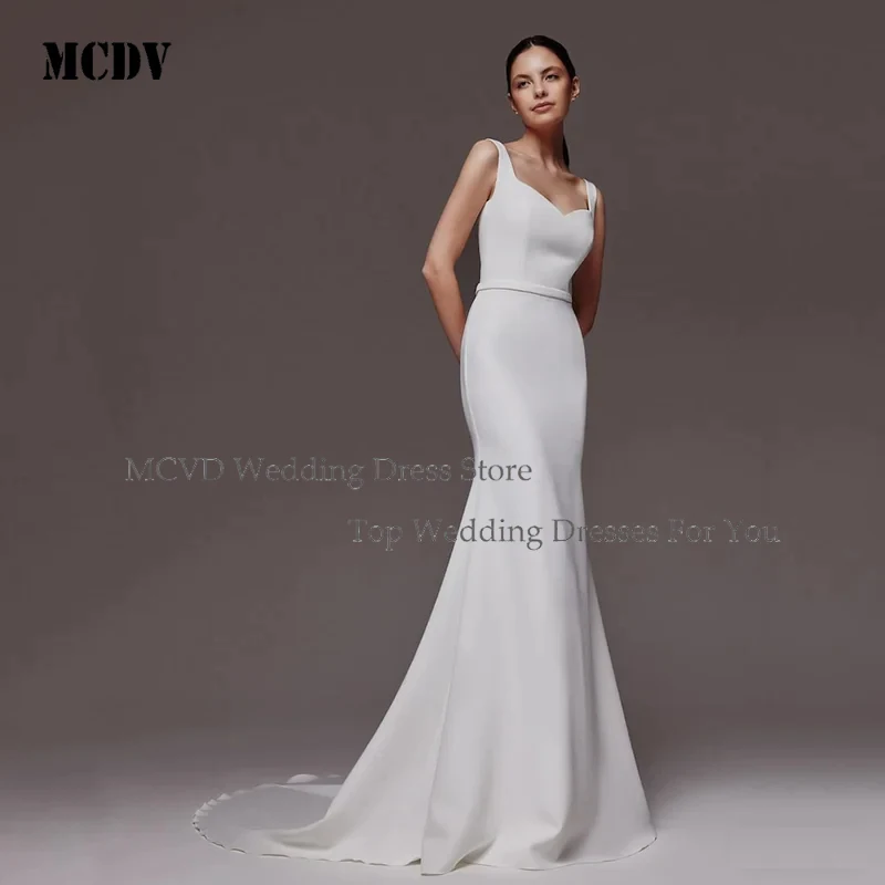 

2026 Mermaid Wedding Dresses Women Long Bridal Gown Backless Buttons Customized Civil Brides Dress