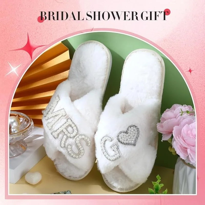 Bride Slippers Mrs Pearl Slippers Wedding Slippers for Bride Bridal Shower Gifts for Wedding Day Sandals Women